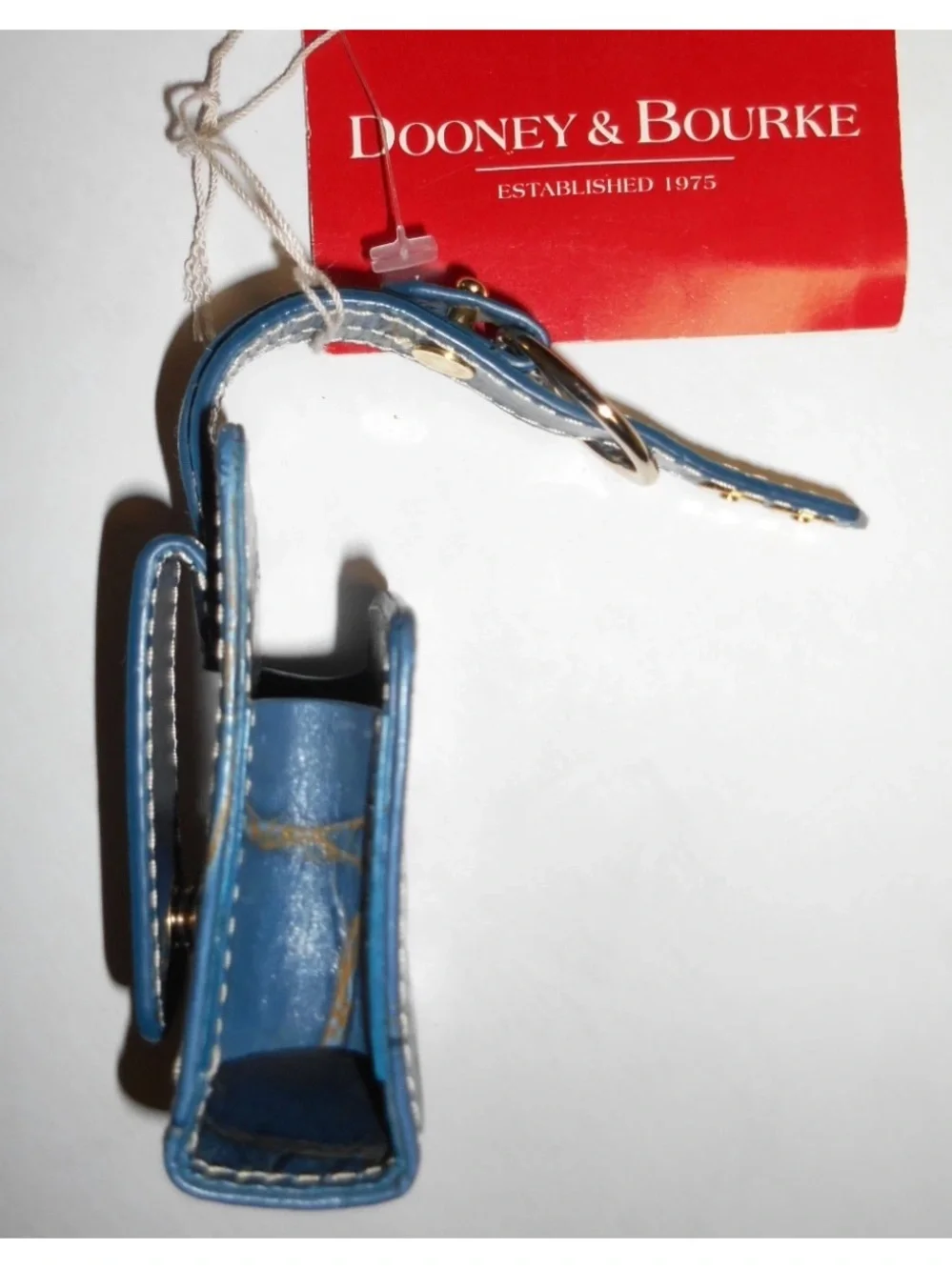 Dooney & Bourke Blue Leather Clip-On Phone Card Holder
